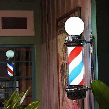 Стійка рекламна для барберів Barber`s pole із плафоном IR_04744 фото