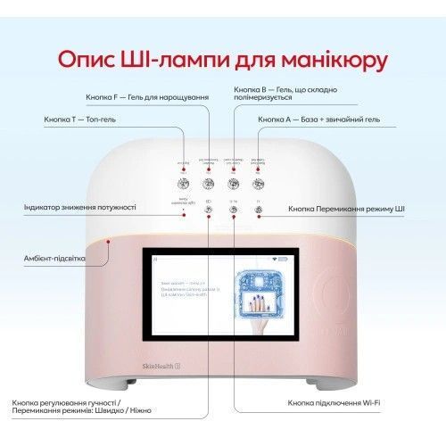 Лампа для маникюра AI ONail с искусственным интеллектом, pink KV_ai_onail_p фото