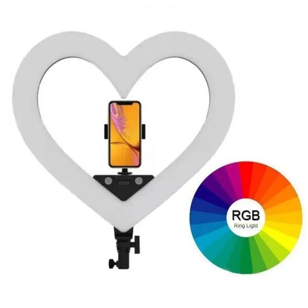 Кільцева лампа Heart RGB зі штативом та утримувачем телефону EX_heart_rgb_49 фото