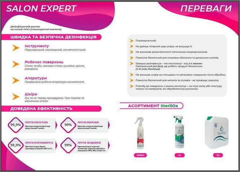 Дезінфектор органічний Sterilox salon expert 250 мл SX_sterilox_250 фото