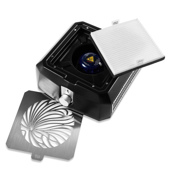 Настольная маникюрная вытяжка с HEPA фильтром Microstop Base Pro, цвет черный (сетка металлик) MST_base_pro_b_sm фото
