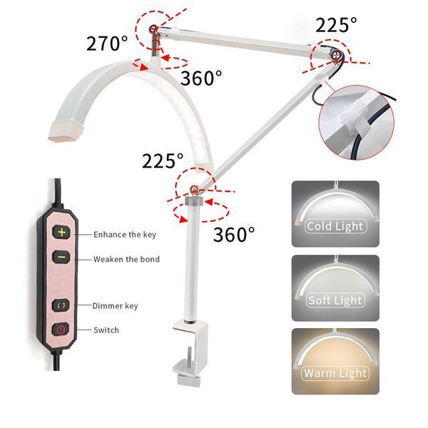 Бестеневая настольная Led лампа на струбцине HD-M3X Global Fashion, 20 Вт, белая GF_hd_m3x_w	 фото