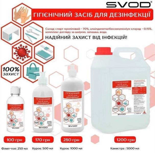 Антисептик SVOD для рук і поверхонь, 250 мл SVD_svod_250ml фото