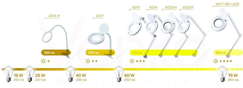 Лампа-лупа 6017H LED-3 (5) з регулюванням яскравості, білий холодний і теплий світ 1-12W LS-6017H_1-12w_3 фото