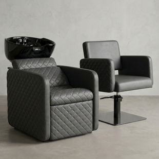 Комплект парикмахерской мебели Polo Premium Lux Black на квадрате VM_2049nk+884_gkb фото