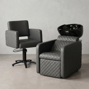 Комплект парикмахерской мебели Polo Premium Lux Black на пятилучье VM_2049nk+884_gpb фото
