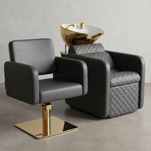 Комплект парикмахерской мебели Polo Premium Lux Gold на квадрате VM_2049gw+884_gkg фото
