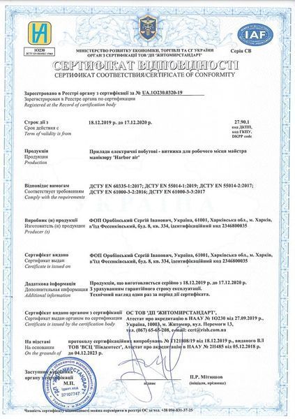 Врізна витяжка для манікюру з фільтром Harbor Air HBR_air_vreznaya фото